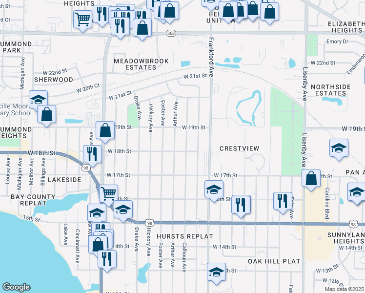 map of restaurants, bars, coffee shops, grocery stores, and more near 1804 Arthur Avenue in Panama City