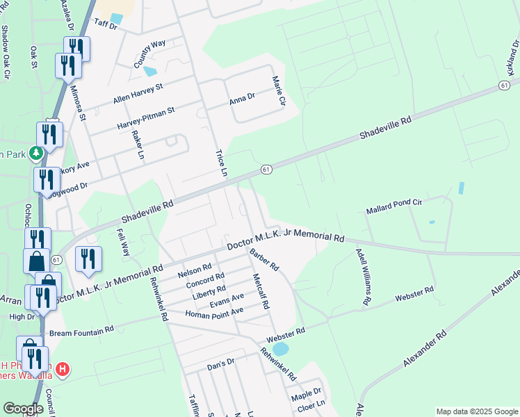 map of restaurants, bars, coffee shops, grocery stores, and more near 39 Home Stretch Lane in Crawfordville