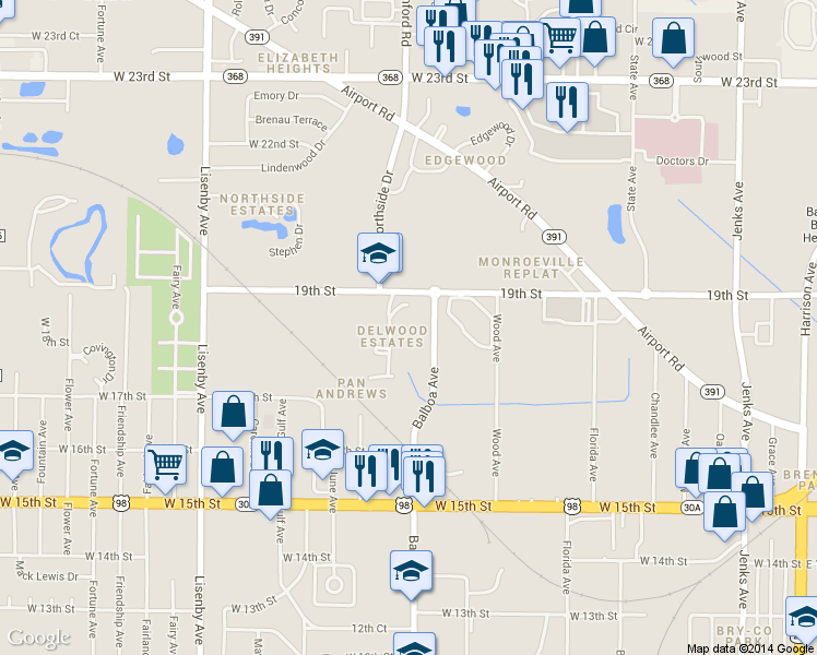 map of restaurants, bars, coffee shops, grocery stores, and more near 1899 Balboa Ave in Panama City