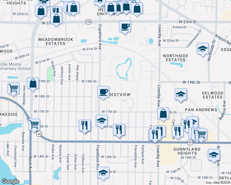 map of restaurants, bars, coffee shops, grocery stores, and more near in Panama City