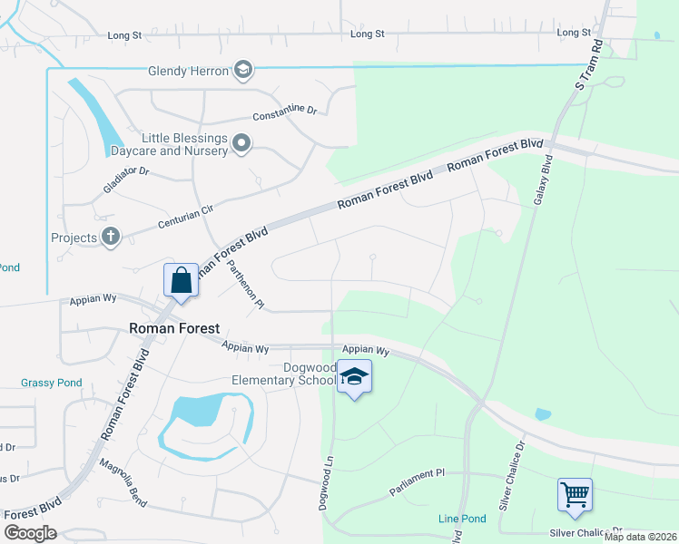 map of restaurants, bars, coffee shops, grocery stores, and more near 814 Dogwood in New Caney