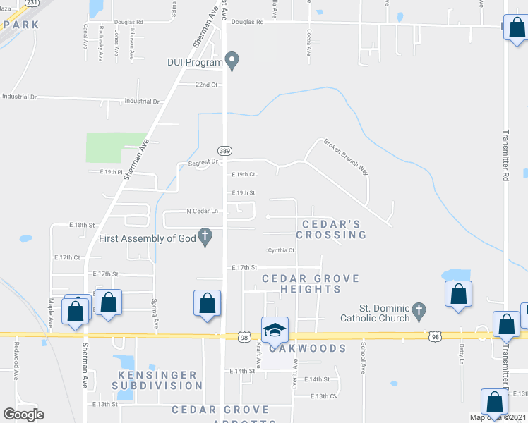 map of restaurants, bars, coffee shops, grocery stores, and more near 2803 Krystal Leigh Court in Panama City