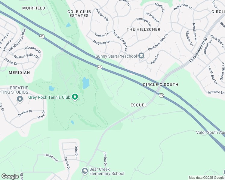 map of restaurants, bars, coffee shops, grocery stores, and more near 6804 Estana Lane in Austin