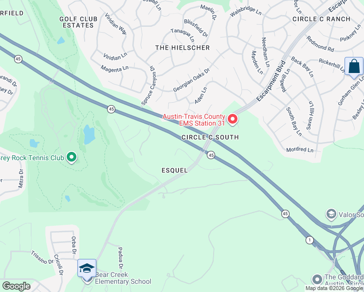 map of restaurants, bars, coffee shops, grocery stores, and more near 6512 Antigo Lane in Austin