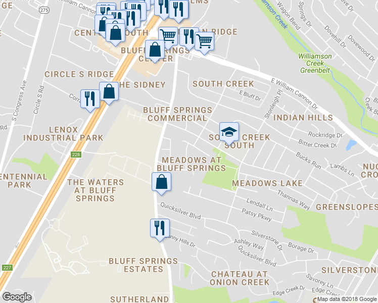 map of restaurants, bars, coffee shops, grocery stores, and more near 7009 Encanto Trail in Austin