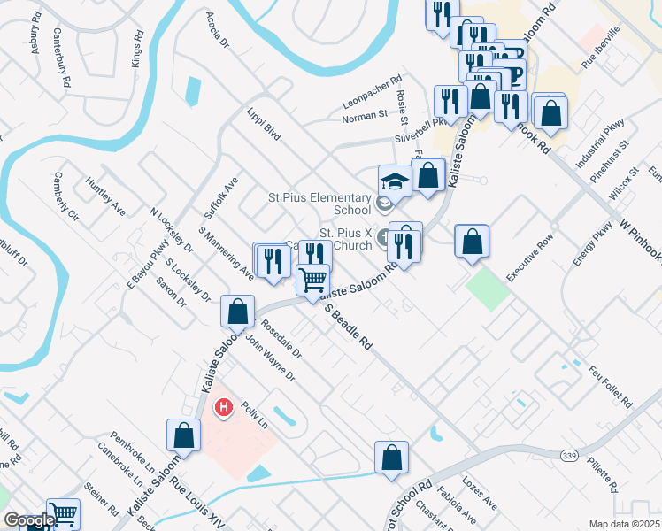 map of restaurants, bars, coffee shops, grocery stores, and more near 113 Aberdeen Dr in Lafayette