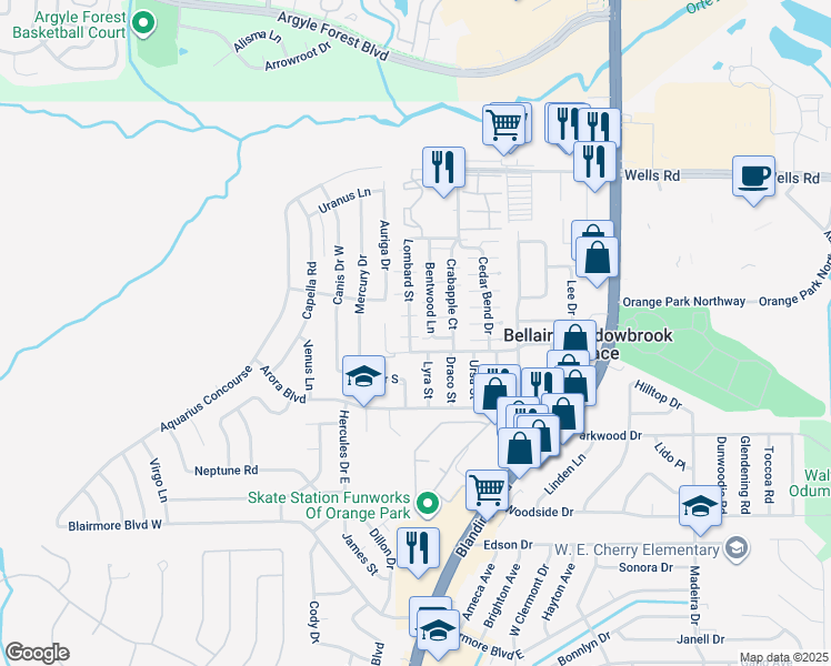 map of restaurants, bars, coffee shops, grocery stores, and more near 475 Lombard Street in Orange Park