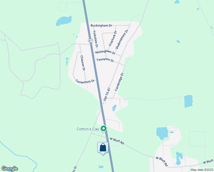 map of restaurants, bars, coffee shops, grocery stores, and more near 4679 Old Texas 87 in Orange