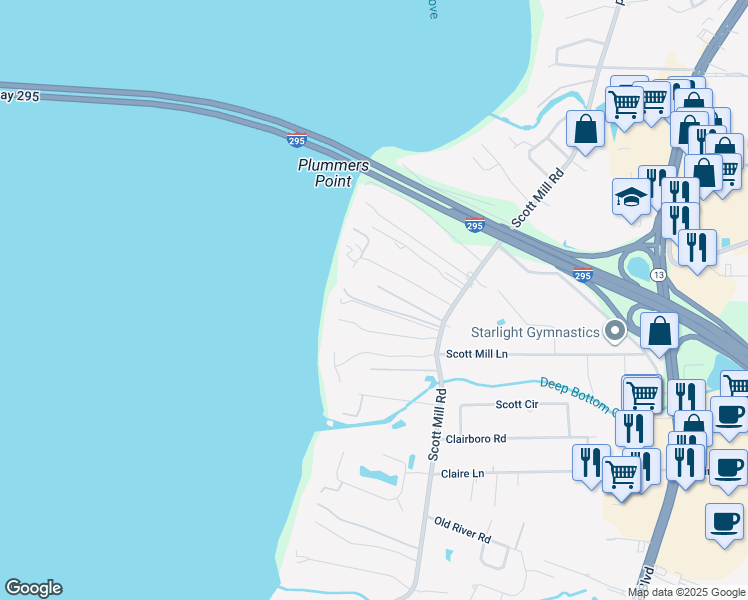 map of restaurants, bars, coffee shops, grocery stores, and more near 10746 Scott Mill Road in Jacksonville