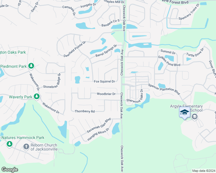 map of restaurants, bars, coffee shops, grocery stores, and more near 3644 Morning Meadow Lane in Orange Park