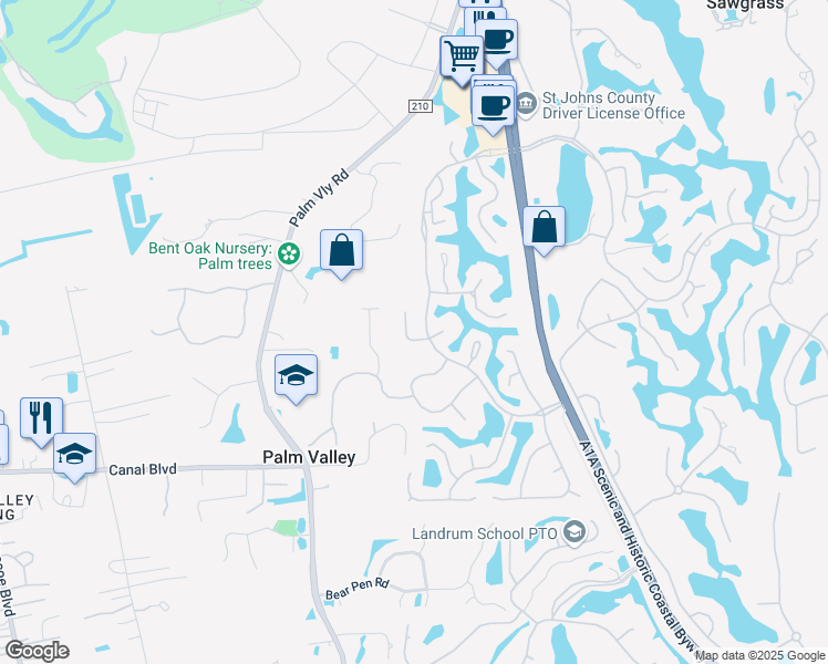 map of restaurants, bars, coffee shops, grocery stores, and more near 117 Glen Eagles Court in Ponte Vedra Beach