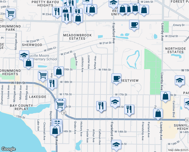 map of restaurants, bars, coffee shops, grocery stores, and more near 1804 Arthur Avenue in Panama City