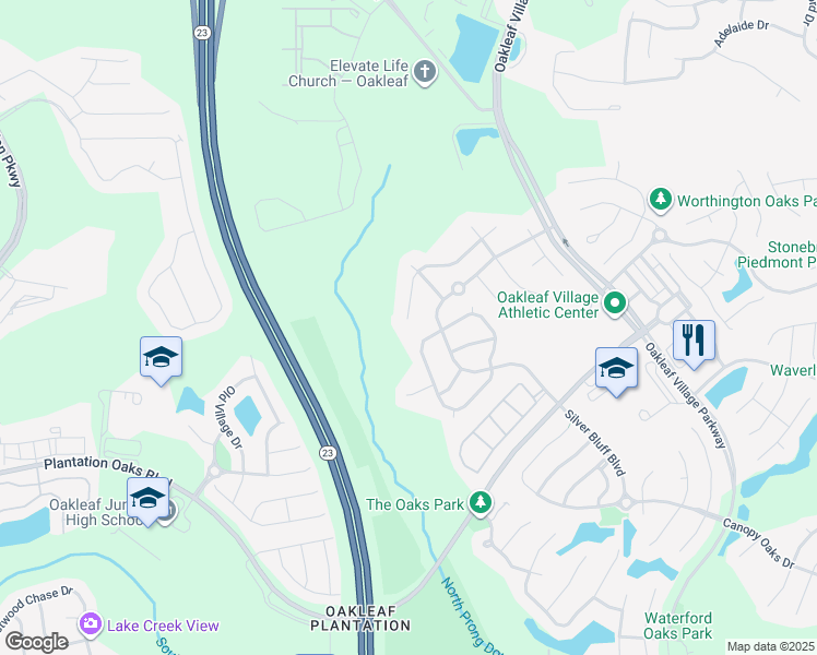 map of restaurants, bars, coffee shops, grocery stores, and more near 3541 Laurel Leaf Drive in Orange Park