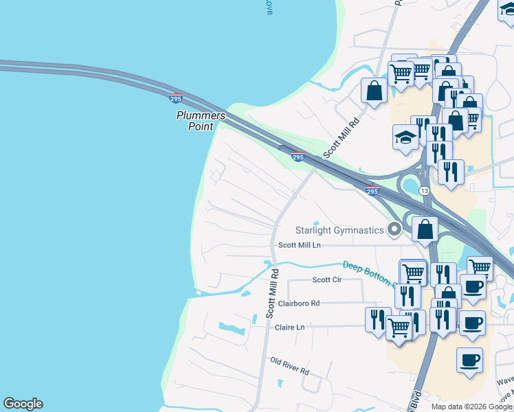 map of restaurants, bars, coffee shops, grocery stores, and more near 2638 Spreading Oaks Lane in Jacksonville
