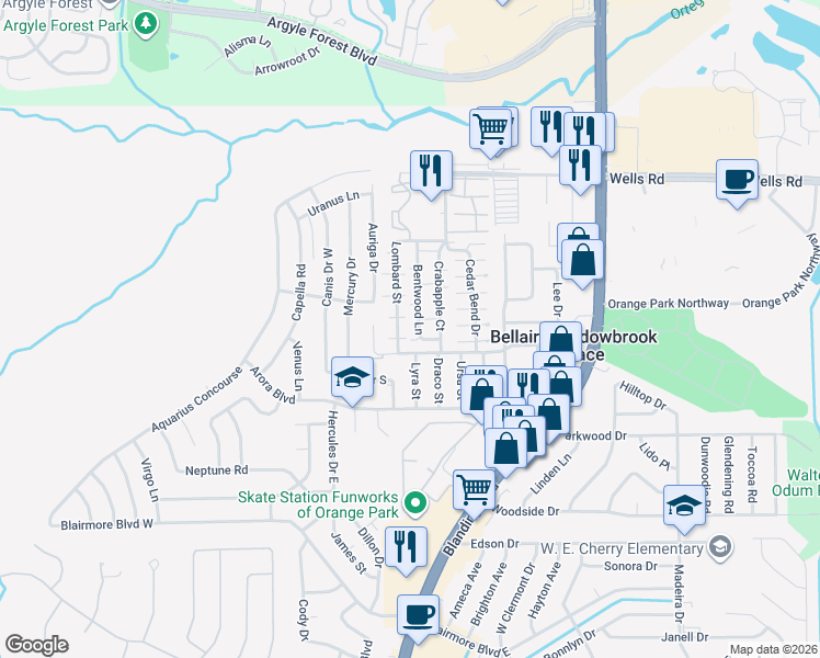 map of restaurants, bars, coffee shops, grocery stores, and more near 475 Lombard Street in Orange Park
