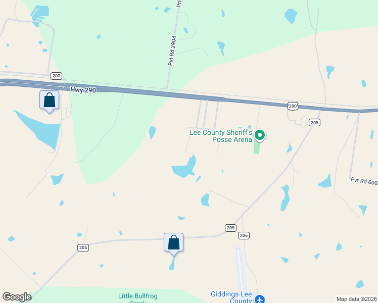map of restaurants, bars, coffee shops, grocery stores, and more near Pvt Road 2903 in Giddings
