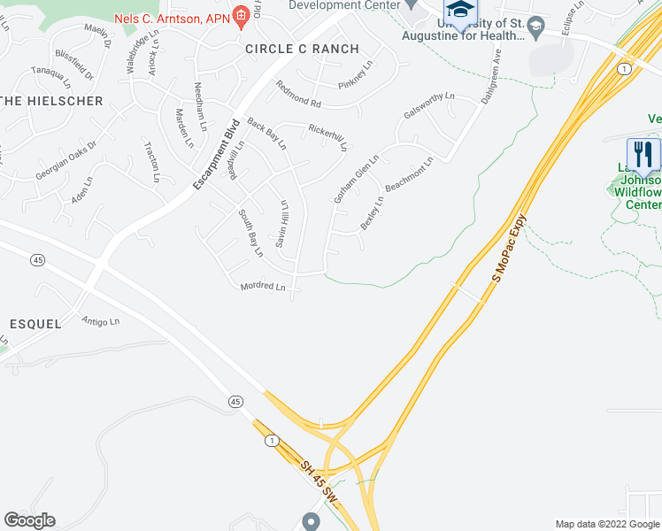 map of restaurants, bars, coffee shops, grocery stores, and more near 5935 Gorham Glen Lane in Austin