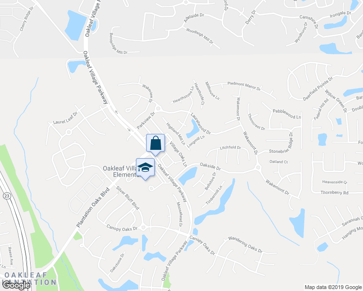 map of restaurants, bars, coffee shops, grocery stores, and more near 3309 Highland Mill Lane in Orange Park