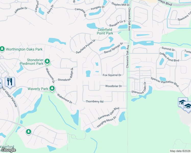 map of restaurants, bars, coffee shops, grocery stores, and more near 3265 Fox Squirrel Drive in Orange Park