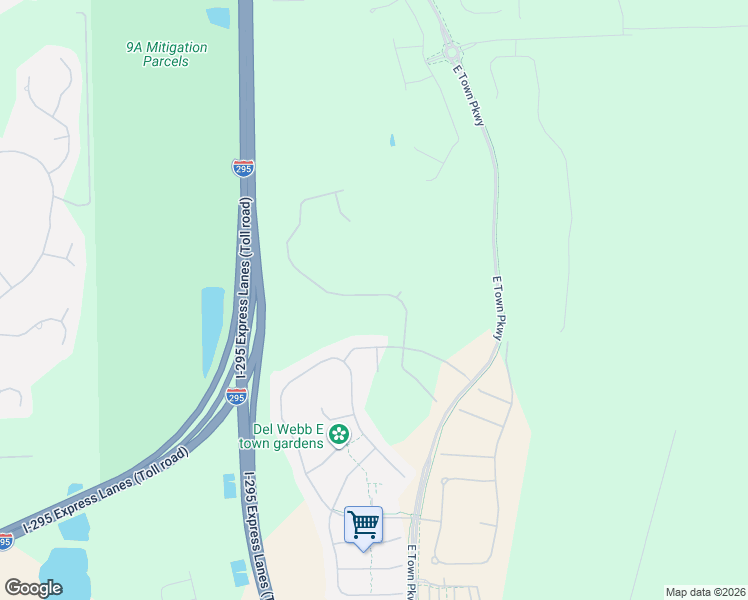 map of restaurants, bars, coffee shops, grocery stores, and more near Highway 9B in Jacksonville