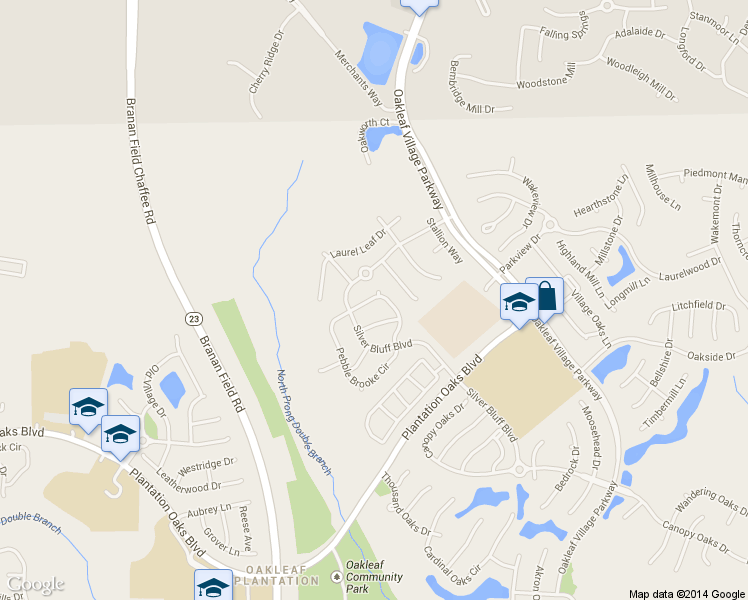map of restaurants, bars, coffee shops, grocery stores, and more near 4061 Pebble Brooke Circle South in Orange Park