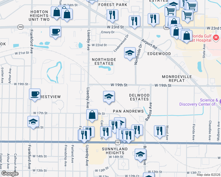 map of restaurants, bars, coffee shops, grocery stores, and more near 1025-1027 19th St in Panama City