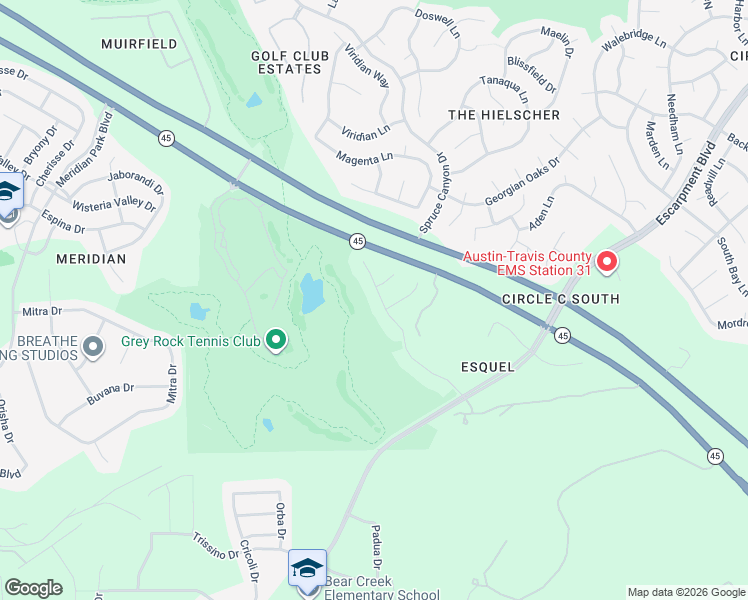 map of restaurants, bars, coffee shops, grocery stores, and more near 6821 Estana Lane in Austin