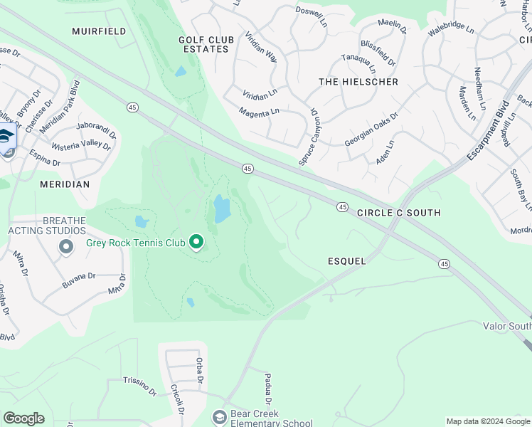 map of restaurants, bars, coffee shops, grocery stores, and more near 6913 Estana Lane in Austin
