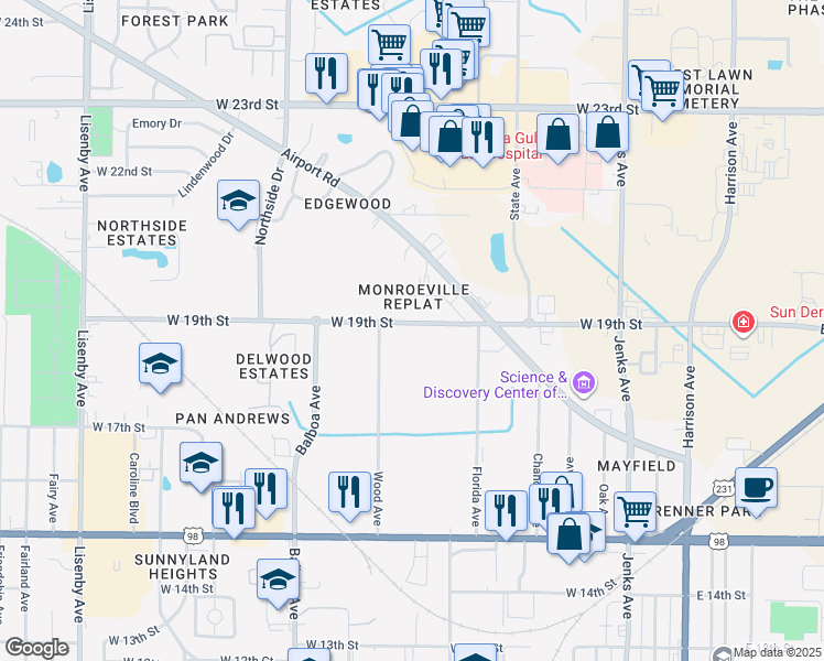 map of restaurants, bars, coffee shops, grocery stores, and more near 1801 Balboa Avenue in Panama City