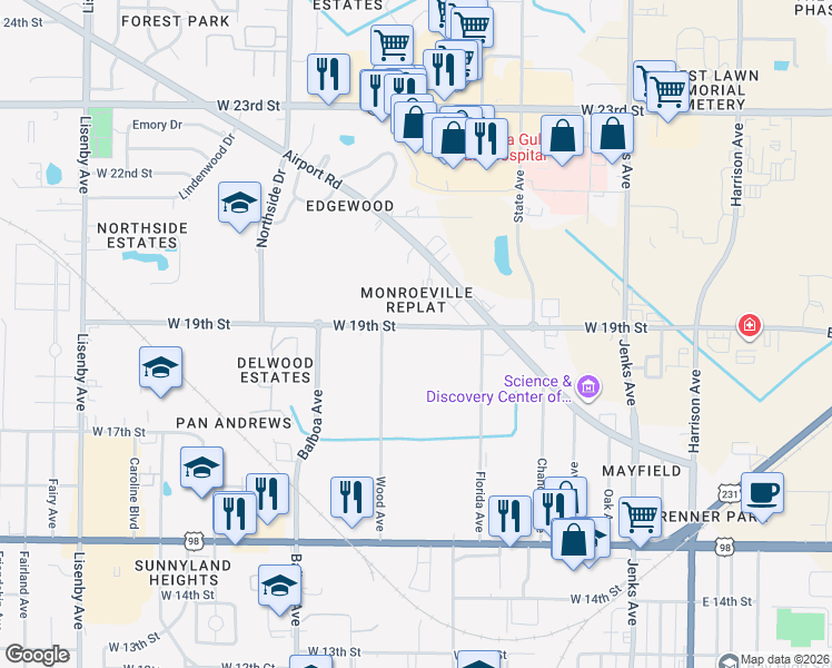 map of restaurants, bars, coffee shops, grocery stores, and more near 1801 Balboa Avenue in Panama City