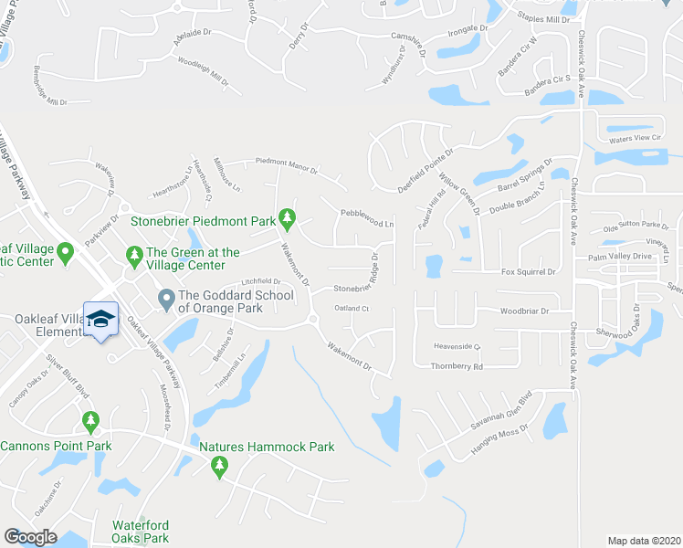 map of restaurants, bars, coffee shops, grocery stores, and more near 3039 Stonewood Way in Orange Park