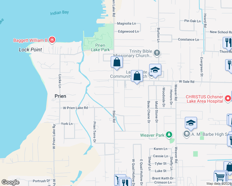 map of restaurants, bars, coffee shops, grocery stores, and more near 4112 Magnolia Ridge Dr in Lake Charles