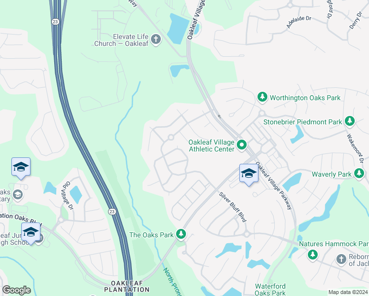 map of restaurants, bars, coffee shops, grocery stores, and more near 4058 Pebble Brooke Circle South in Orange Park