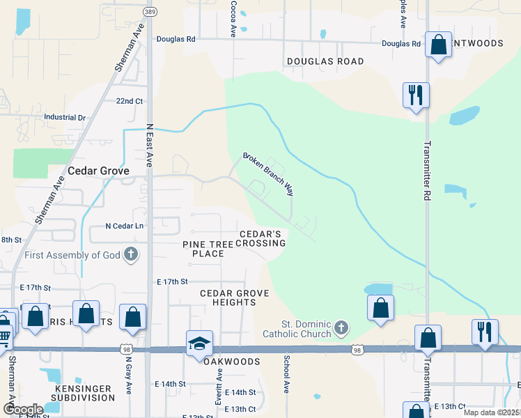 map of restaurants, bars, coffee shops, grocery stores, and more near Segrest Drive in Panama City