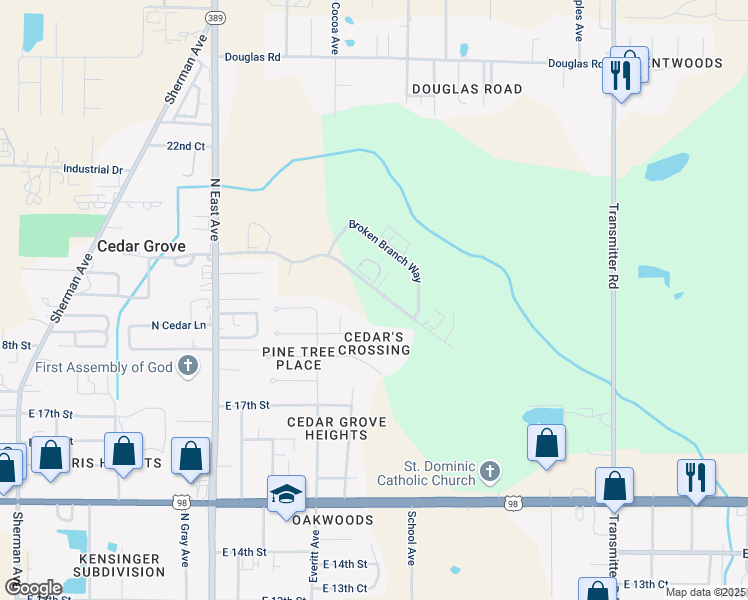 map of restaurants, bars, coffee shops, grocery stores, and more near Segrest Drive in Panama City
