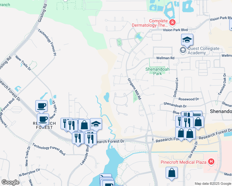 map of restaurants, bars, coffee shops, grocery stores, and more near 11 Broadwater Court in Shenandoah