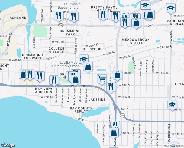 map of restaurants, bars, coffee shops, grocery stores, and more near 26 Deer Avenue in Panama City