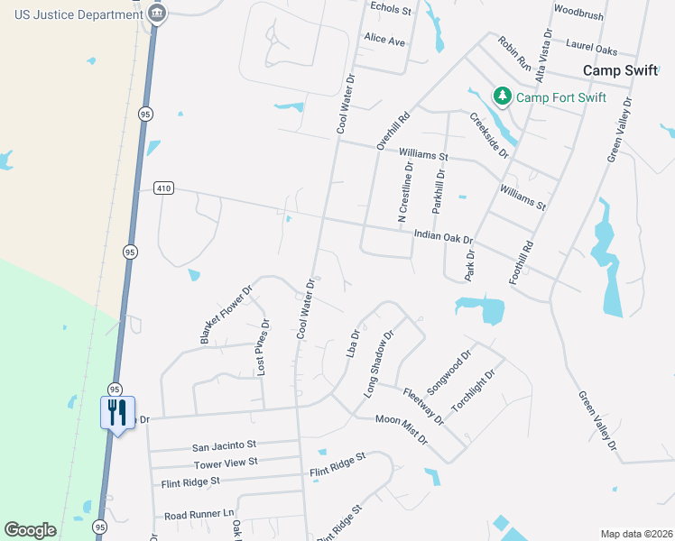 map of restaurants, bars, coffee shops, grocery stores, and more near 116 King Street in Bastrop