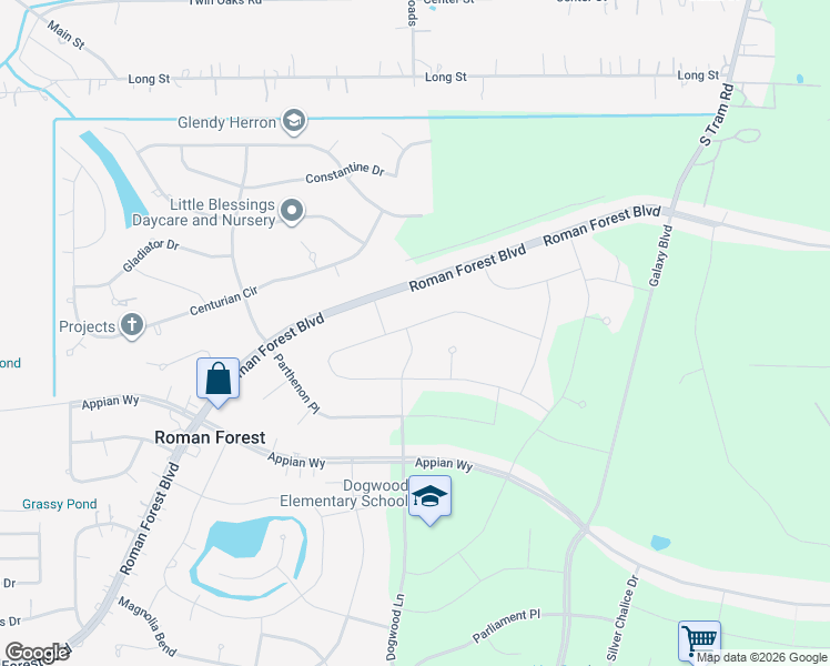 map of restaurants, bars, coffee shops, grocery stores, and more near 2730 Dogwood Lane in New Caney