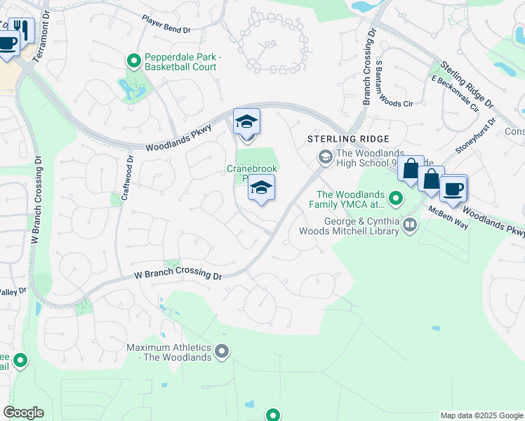 map of restaurants, bars, coffee shops, grocery stores, and more near 11660 Crane Brook Drive in Spring