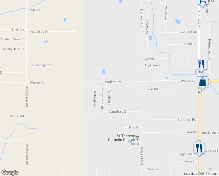 map of restaurants, bars, coffee shops, grocery stores, and more near 4599 Wilshire Lane in Sulphur
