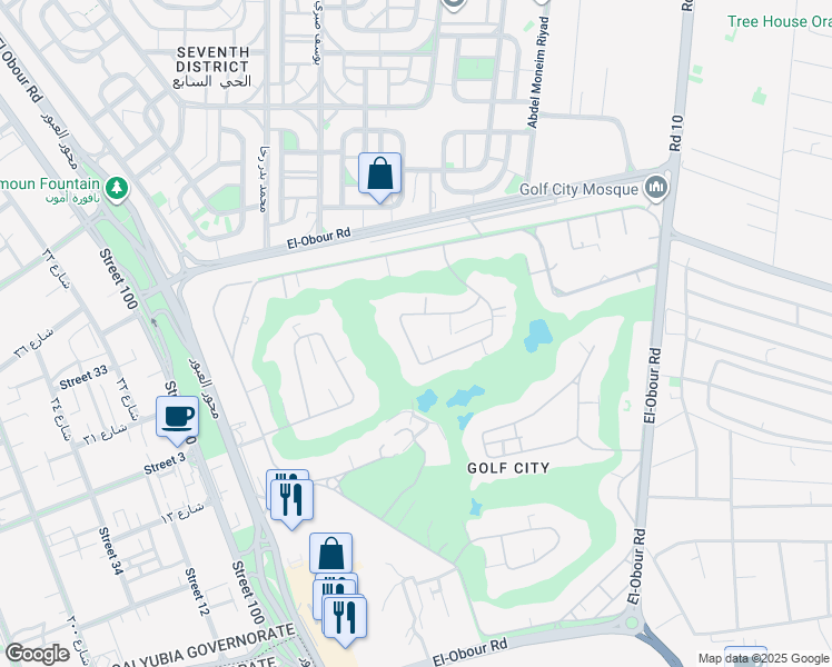 map of restaurants, bars, coffee shops, grocery stores, and more near in Obour