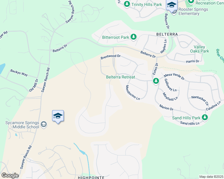 map of restaurants, bars, coffee shops, grocery stores, and more near 12566 Mesa Verde Drive in Austin