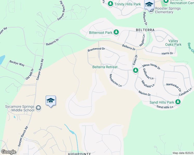 map of restaurants, bars, coffee shops, grocery stores, and more near 12578 Mesa Verde Drive in Austin