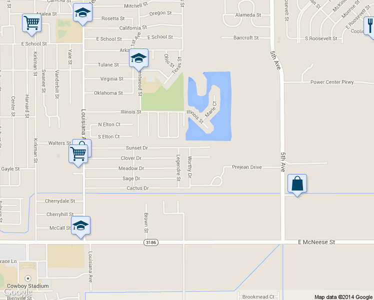 map of restaurants, bars, coffee shops, grocery stores, and more near 4100 Worthy Dr in Lake Charles
