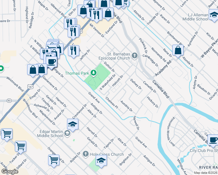 map of restaurants, bars, coffee shops, grocery stores, and more near 400 Halcott Dr in Lafayette