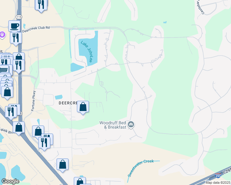 map of restaurants, bars, coffee shops, grocery stores, and more near 7845 Heather Lake Court East in Jacksonville