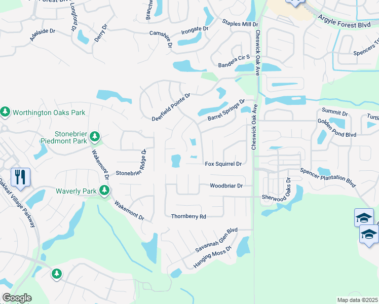 map of restaurants, bars, coffee shops, grocery stores, and more near 551 Jimbay Drive in Orange Park