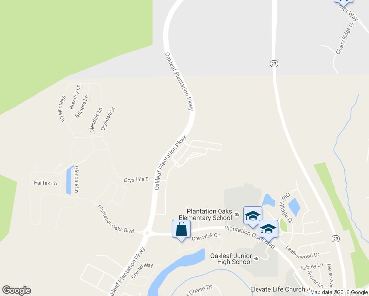 map of restaurants, bars, coffee shops, grocery stores, and more near 625 Oakleaf Plantation Parkway in Orange Park