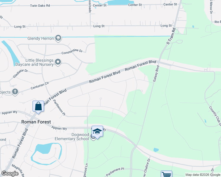 map of restaurants, bars, coffee shops, grocery stores, and more near 2768 North Colosseum Court in New Caney